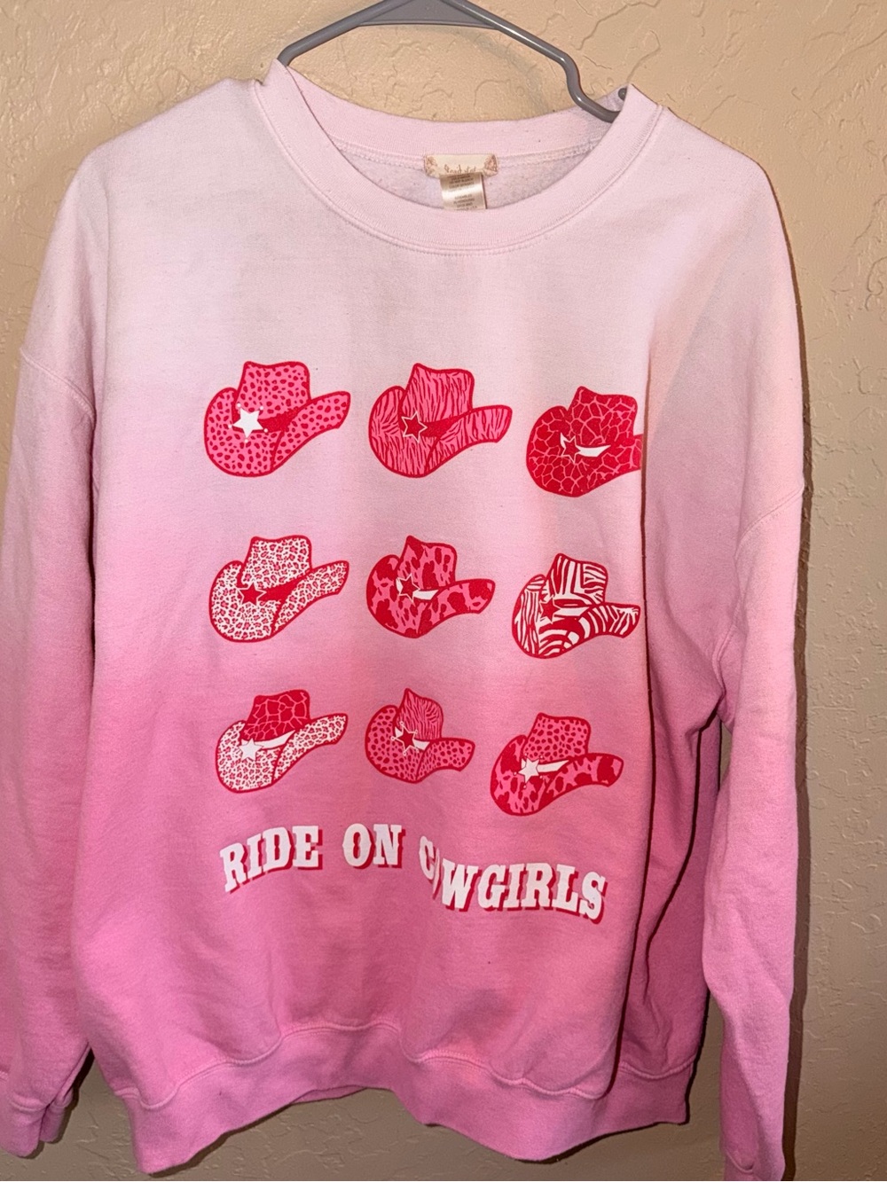 Ride On Cowgirls Pink Ombre Graphic Sweatshirt